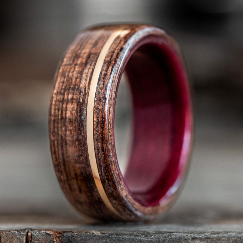 Men's Purpleheart Wood Inlaid Tungsten Wedding Band With Beveled Edges 8mm–  The Artisan Rings